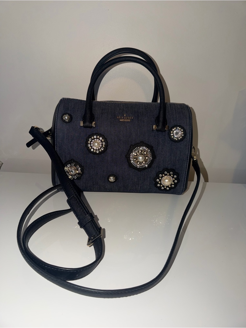 Kate Spade Cameron Street Embellished Denim Bag